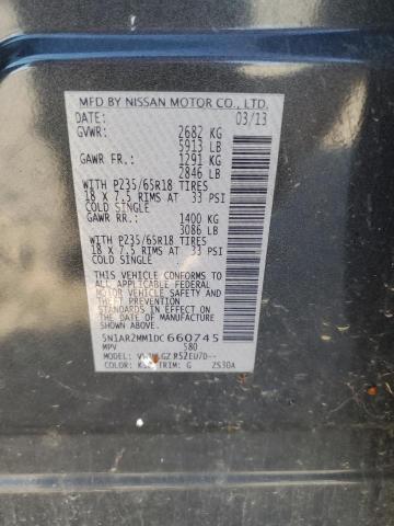 5N1AR2MM1DC660745 - 2013 NISSAN PATHFINDER S Gri fotoğraf 13