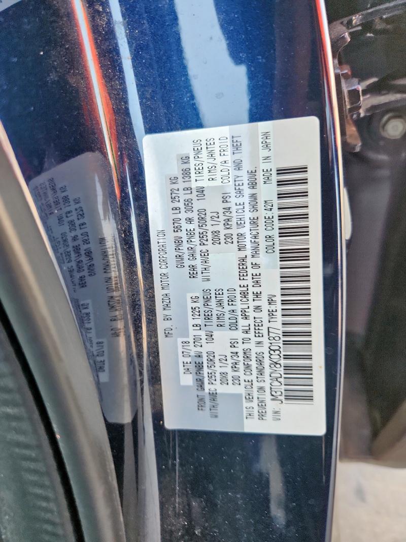 JM3TCADY8K0301877 - 2019 MAZDA CX-9 GRAND TOURING BLUE photo 12