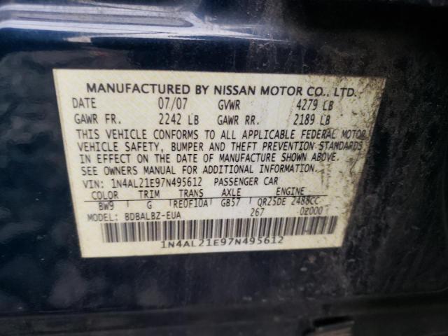 1N4AL21E97N495612 - 2007 NISSAN ALTIMA 2.5 BLUE photo 13