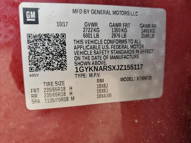 1GYKNARSXJZ155117 - 2018 CADILLAC XT5 Rot Foto 12