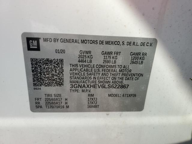 3GNAXHEV6LS622867 - 2020 CHEVROLET EQUINOX LS თეთრი ფოტო 14