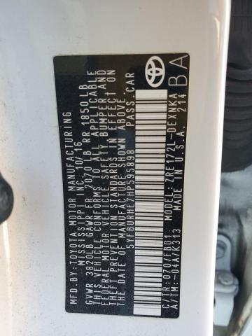 5YFBURHE7HP595898 - 2017 TOYOTA COROLLA L 白色 照片 12