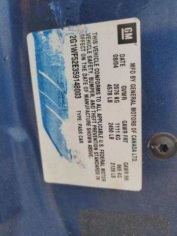 2G1WF52E359148003 - 2005 CHEVROLET IMPALA ლურჯი ფოტო 13