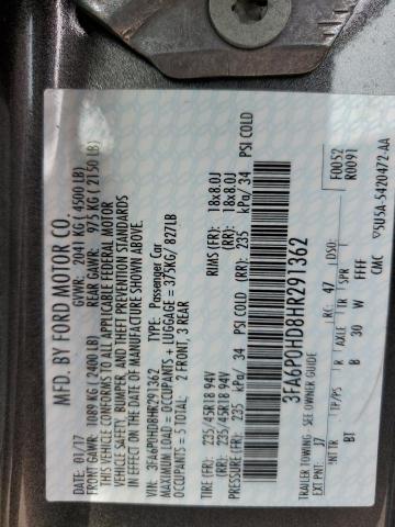 3FA6P0HD8HR291362 - 2017 FORD FUSION SE Մոխրագույն լուսանկար 13