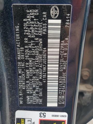 4T1BZ1HK7JU506764 - 2018 TOYOTA CAMRY XSE Grün Foto 12