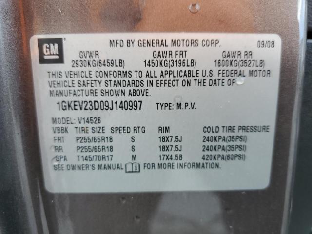 1GKEV23D09J140997 - 2009 GMC ACADIA SLT-1 Qəhvəyi foto 13