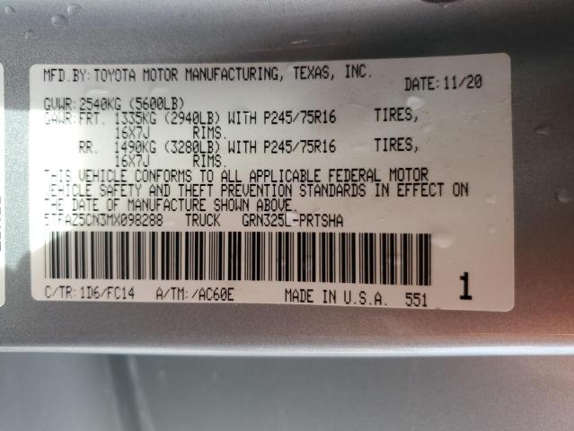 5TFAZ5CN3MX098288 - 2021 TOYOTA TACOMA DOUBLE CAB 灰色 照片 13