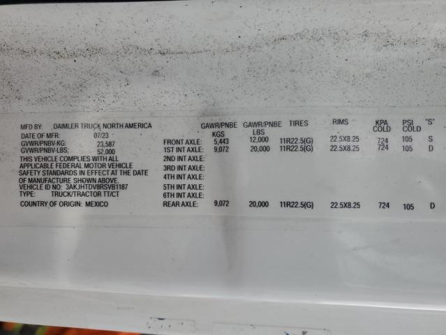 3AKJHTDV8RSVB1187 - 2024 FREIGHTLINER CASCADIA 1 Blanco foto 10