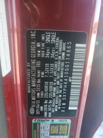 5XYPH4A10GG114865 - 2016 KIA SORENTO EX 红色 照片 13