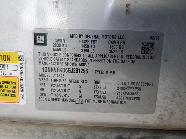 1GNKVFKD6GJ281293 - 2016 CHEVROLET TRAVERSE LS SILVER photo 13