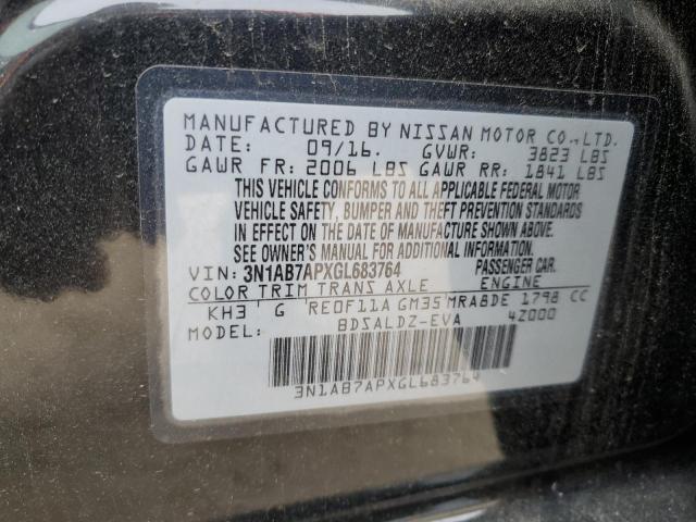 3N1AB7APXGL683764 - 2016 NISSAN SENTRA S BLACK photo 12