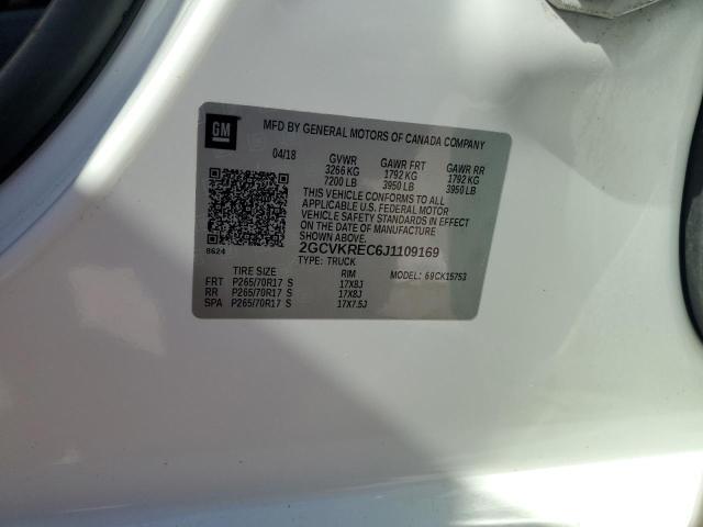 2GCVKREC6J1109169 - 2018 CHEVROLET SILVERADO K1500 LT WHITE photo 12