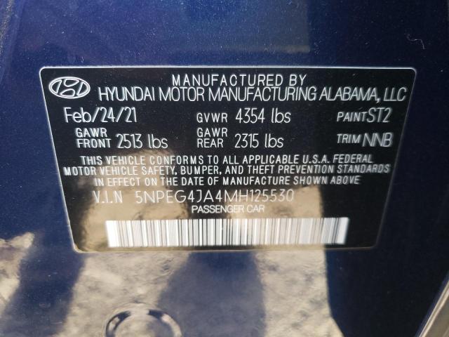 5NPEG4JA4MH125530 - 2021 HYUNDAI SONATA SE BLUE photo 12