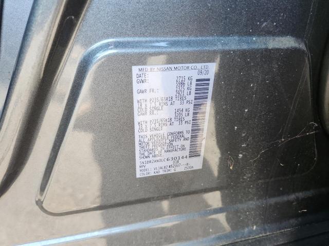 5N1DR2AN0LC630144 - 2020 NISSAN PATHFINDER S Сірий фото 12