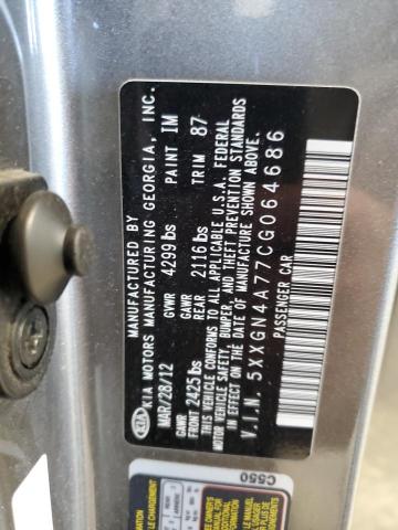 5XXGN4A77CG064686 - 2012 KIA OPTIMA EX GRAY photo 12