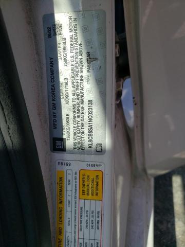 KL8CB6SA1NC023138 - 2022 CHEVROLET SPARK LS WHITE photo 12