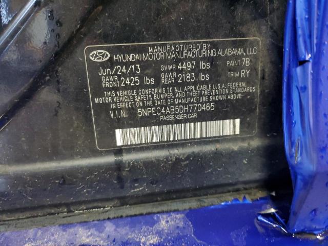 5NPEC4AB5DH770465 - 2013 HYUNDAI SONATA SE Bleu photo 12