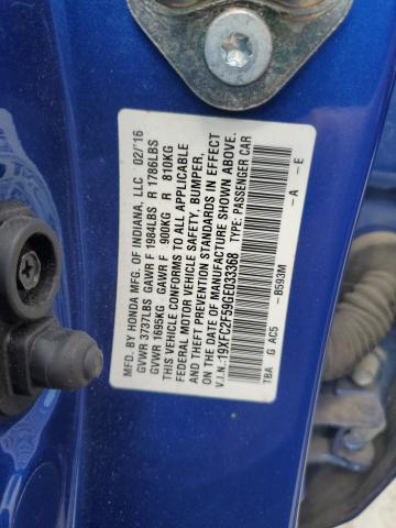 19XFC2F59GE033368 - 2016 HONDA CIVIC LX BLUE photo 12