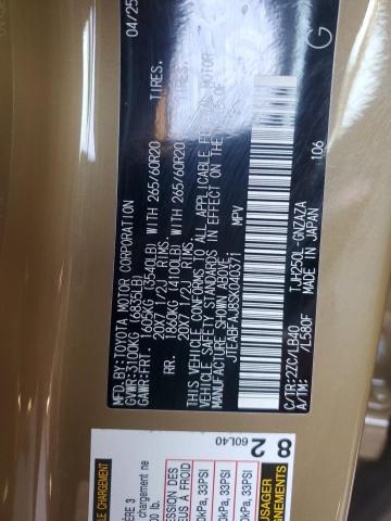 JTEABFAJ8SK040371 - 2025 TOYOTA LAND CRUIS BASE GOLD photo 14