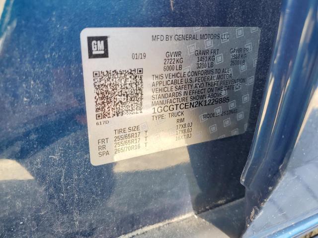 1GCGTCEN2K1229885 - 2019 CHEVROLET COLORADO LT BLUE photo 12