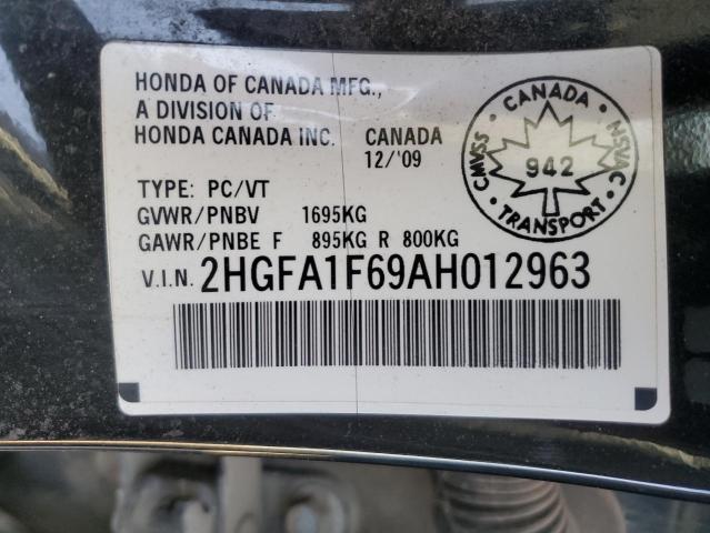 2HGFA1F69AH012963 - 2010 HONDA CIVIC LX-S Սև լուսանկար 13