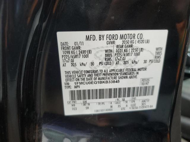 1FMCU0EG1BKB33845 - 2011 FORD ESCAPE LIMITED 黑色 照片 12