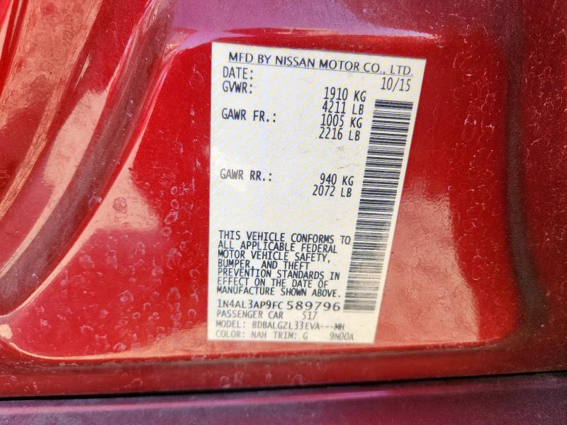 1N4AL3AP9FC589796 - 2015 NISSAN ALTIMA 2.5 Bordo foto 12