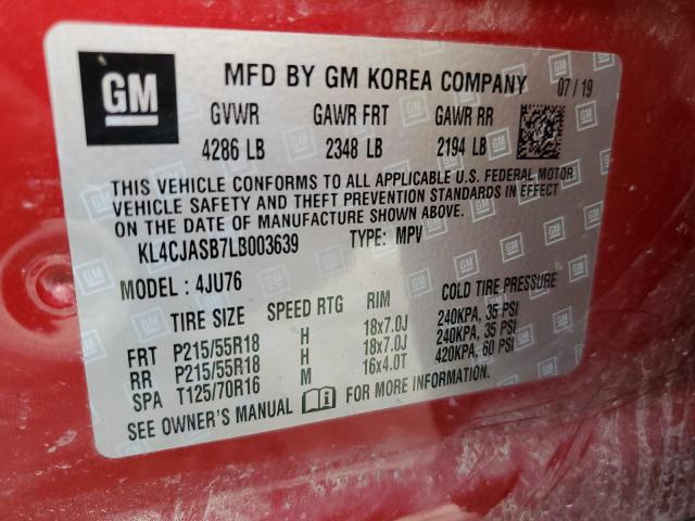 KL4CJASB7LB003639 - 2020 BUICK ENCORE PREFERRED წითელი ფოტო 14