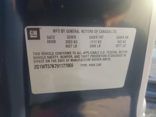 2G1WT57K791177869 - 2009 CHEVROLET IMPALA 1LT BLUE photo 12