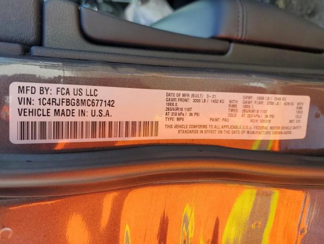 1C4RJFBG8MC677142 - 2021 JEEP GRAND CHEROKEE LIMITED 灰色 照片 13