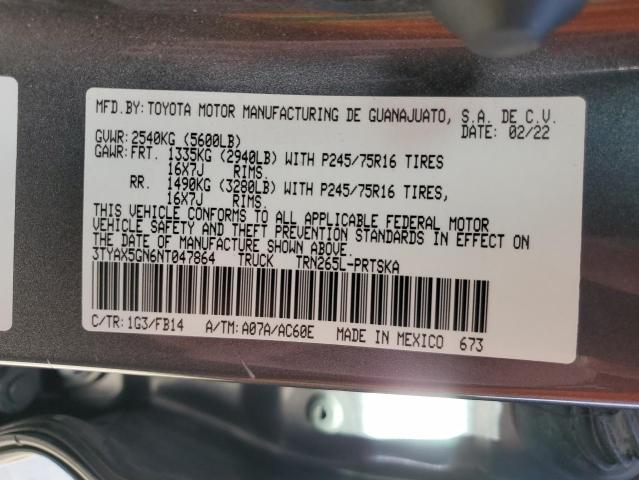 3TYAX5GN6NT047864 - 2022 TOYOTA TACOMA DOUBLE CAB GRAY photo 13
