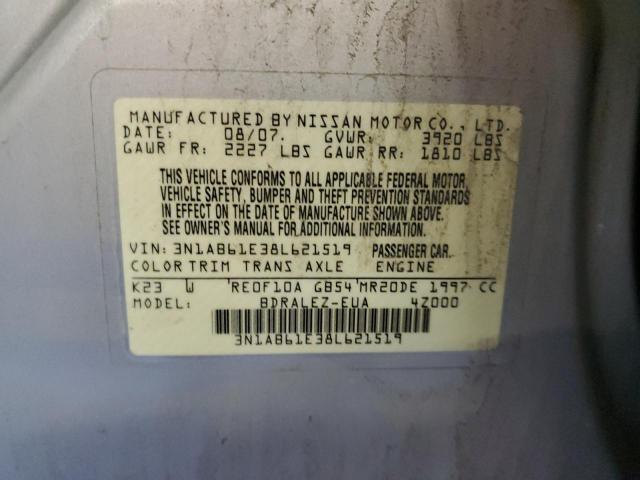 3N1AB61E38L621519 - 2008 NISSAN SENTRA 2.0 SILVER photo 12