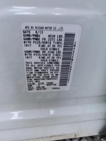 JN8AS5MV7DW650081 - 2013 NISSAN ROGUE S 白色 照片 13