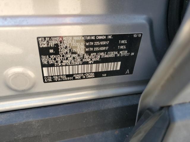 2T3K1RFV2LC036917 - 2020 TOYOTA RAV4 LE ვერცხლისფერი ფოტო 13