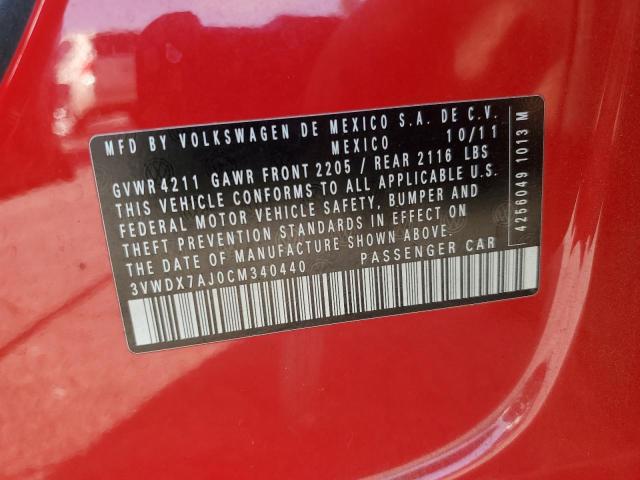3VWDX7AJ0CM340440 - 2012 VOLKSWAGEN JETTA SE Qırmızı foto 12