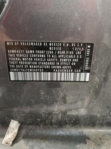 3VWD17AJ7EM399733 - 2014 VOLKSWAGEN JETTA SE GRAY photo 12