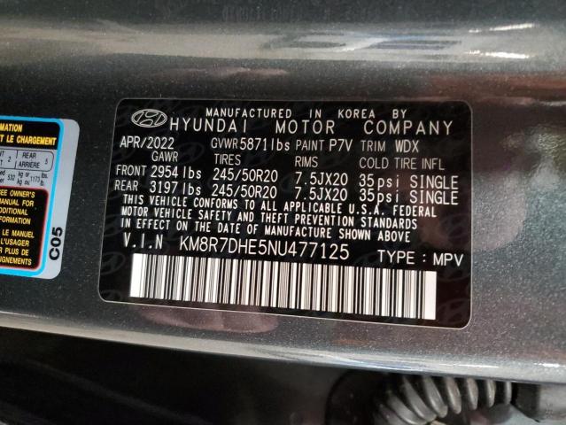 KM8R7DHE5NU477125 - 2022 HYUNDAI PALISADE CALLIGRAPHY GRAY photo 13