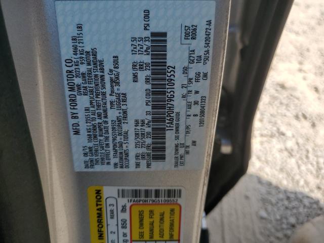 1FA6P0H79G5109552 - 2016 FORD FUSION SE Gümüş fotoğraf 13