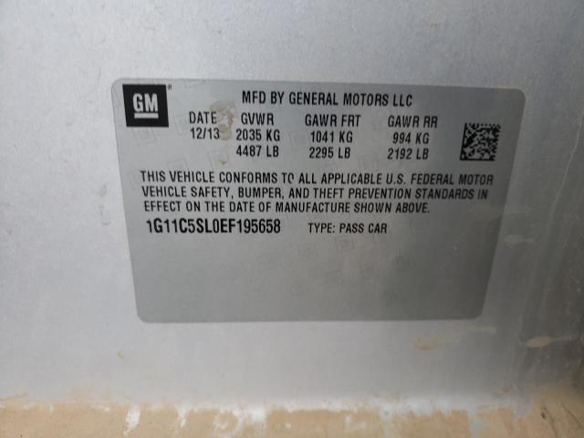 1G11C5SL0EF195658 - 2014 CHEVROLET MALIBU 1LT 银色 照片 12