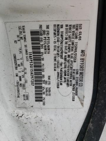 1FAFP53U15A297207 - 2005 FORD TAURUS SE WHITE photo 12