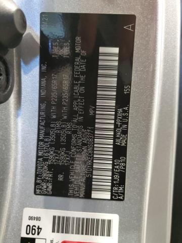 5TDYRKEC8NS083771 - 2022 TOYOTA SIENNA XLE SILVER photo 13