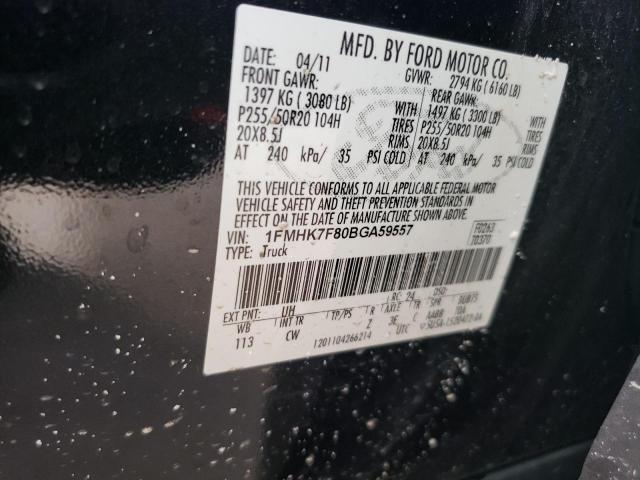 1FMHK7F80BGA59557 - 2011 FORD EXPLORER LIMITED Schwarz Foto 13