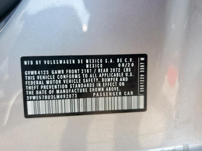 3VWE57BU3LM092073 - 2020 VOLKSWAGEN JETTA SEL 银色 照片 12