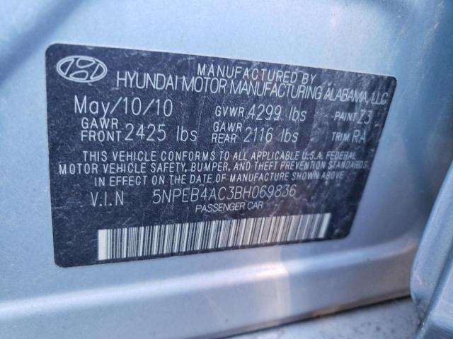 5NPEB4AC3BH069836 - 2011 HYUNDAI SONATA GLS TURQUOISE photo 12