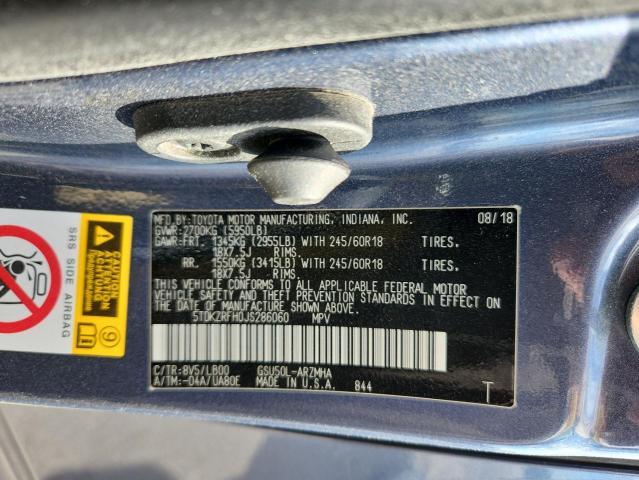 5TDKZRFH0JS286060 - 2018 TOYOTA HIGHLANDER SE Niebieski zdjęcie 12