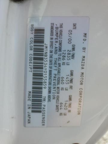JM1NB3534Y0155859 - 2000 MAZDA MX-5 MIATA BASE WHITE photo 12