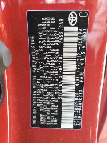 5YFEPRAE8LP061087 - 2020 TOYOTA COROLLA LE 红色 照片 13