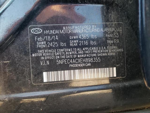 5NPEC4ACXEH898355 - 2014 HYUNDAI SONATA SE BLACK photo 12