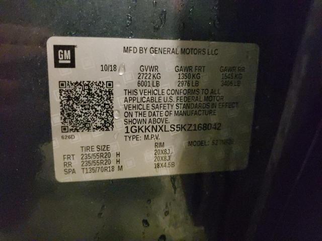 1GKKNXLS5KZ168042 - 2019 GMC ACADIA DENALI Azul foto 13