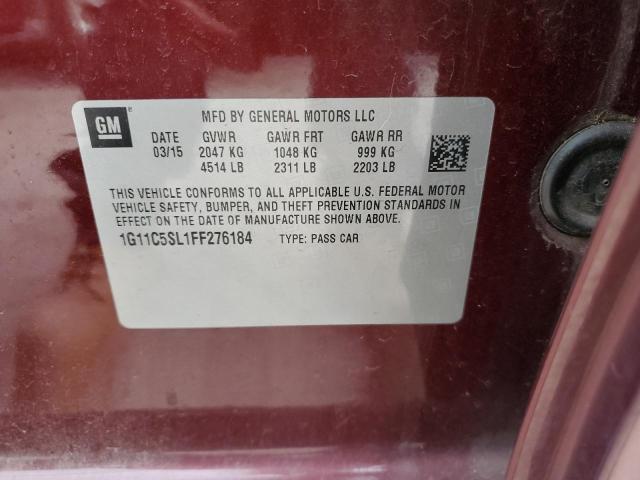 1G11C5SL1FF276184 - 2015 CHEVROLET MALIBU 1LT Бордовый фото 12